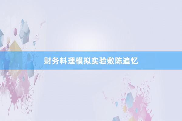 财务料理模拟实验敷陈追忆